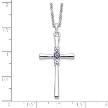 Sterling Silver Faith Cross Necklace with Crystal Topaz