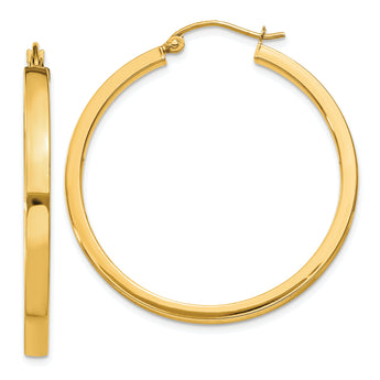 14k Polished 2mm Rectangle Tube Hoop