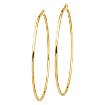 14k Polished 2x80mm Round Tube Hoop Earrings