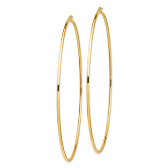 14k Polished 2x100mm Lightweight Round Tube Hoop Earrings