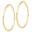 14k Polished 3x80mm Round Tube Hoop Earrings