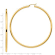 14k Polished 3x80mm Round Tube Hoop Earrings