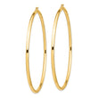 14k Polished 3x80mm Lightweight Round Tube Hoop Earrings