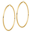 14k Polished 3x90mm Round Tube Hoop Earrings