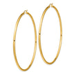 14k Polished 3x90mm Lightweight Round Tube Hoop Earrings