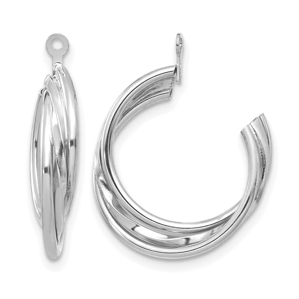 14K White Gold Polished Hoop Earring Jackets - Birthstone Company