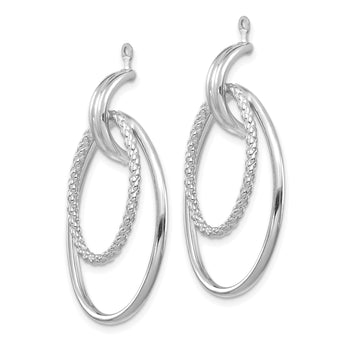 14K White Gold Polished Double Hoop Earring Jackets - Birthstone Company