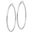 14k White Gold Polished 2x60mm Tube Hoop Earrings