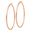 14k Rose Gold Polished 2x60mm Lightweight Tube Hoop Earrings