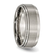 Sophia Jewelers Titanium Unisex Ridged Wedding Band Brushed Satin Finish - 14