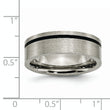 Titanium Brushed 7mm Flat Band with Black Rubber Unisex Wedding Ring - 12.5