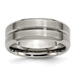 Titanium Wedding Band Grooved Polished Beveled Unisex Engravable - 8