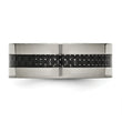 Titanium Wedding Band with Black Carbon Fiber Inlay, Polished Finish, Unisex - 8