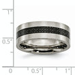Titanium Wedding Band with Black Carbon Fiber Inlay, Polished Finish, Unisex - 8