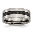 Titanium Wedding Band with Black Carbon Fiber Inlay, Polished Finish, Unisex - 8