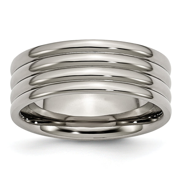 Titanium Polished Unisex Wedding Band with Engraving Option - 10