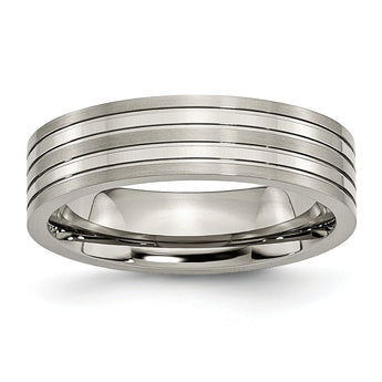 Sophia Jewelers Titanium Grooved Wedding Band with Polished Finish - 11