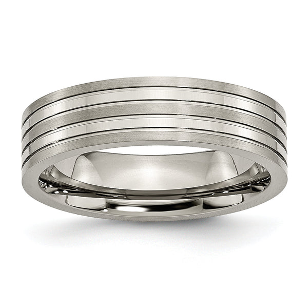 Sophia Jewelers Titanium Grooved Wedding Band with Polished Finish - 11