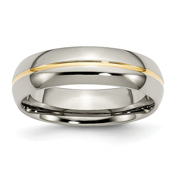 Sophia Jewelers Titanium Wedding Band with Gold Tone Grooved Elegance - 5