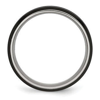 Titanium Beveled Edge 6mm Black IP-plated Satin/Polished Band - Birthstone Company