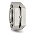 Titanium Wedding Band with White Diamond Polished Finish Unisex