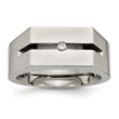 Titanium Wedding Band with White Diamond Polished Finish Unisex