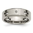 Diamond Cross Cut-Out Wedding Band in Titanium, 7mm