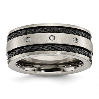 Titanium Wedding Band with Black IP-Plating and Diamonds - Birthstone Company