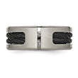 Chisel Titanium Brushed and Polished Black IP-plated Cable 1/20 Carat Diamond 10mm Band - Birthstone Company