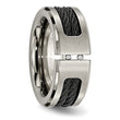 Chisel Titanium Brushed and Polished Black IP-plated Cable 1/20 Carat Diamond 10mm Band - Birthstone Company