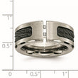 Chisel Titanium Brushed and Polished Black IP-plated Cable 1/20 Carat Diamond 10mm Band - Birthstone Company