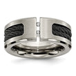 Chisel Titanium Brushed and Polished Black IP-plated Cable 1/20 Carat Diamond 10mm Band - Birthstone Company