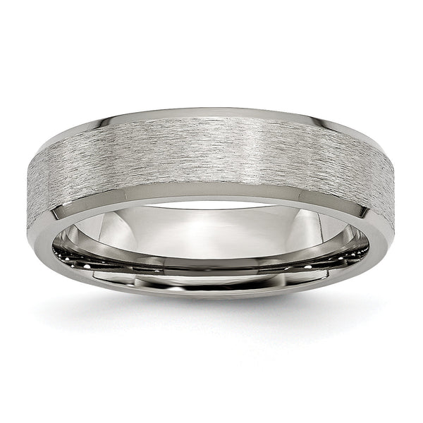 Titanium Wedding Band with Brushed Center and Beveled Edge - 11