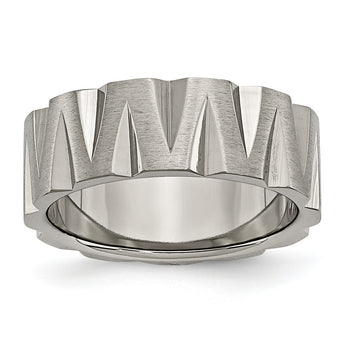 Titanium Unisex 8mm Notched Wedding Band with Polished Finish - 9.5