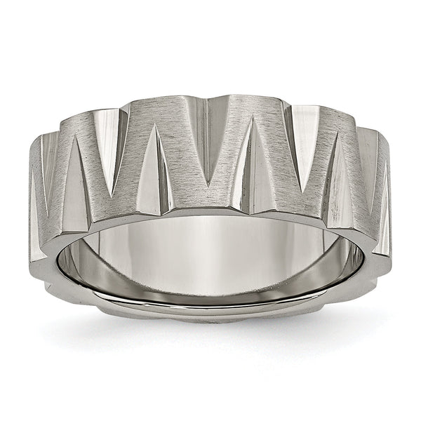 Titanium Unisex 8mm Notched Wedding Band with Polished Finish - 9.5
