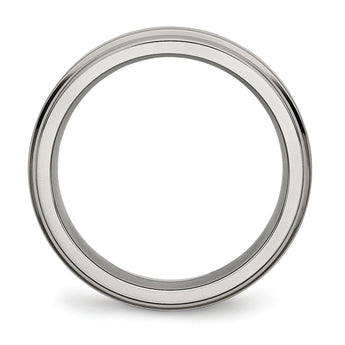 Titanium Grooved Edge Unisex Wedding Band with Polished Finish - 8.5