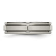 Titanium Grooved Edge Unisex Wedding Band with Polished Finish - 8.5