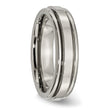 Titanium Grooved Edge Unisex Wedding Band with Polished Finish - 8.5
