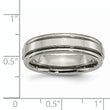 Titanium Grooved Edge Unisex Wedding Band with Polished Finish - 8.5