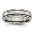 Titanium Grooved Edge Unisex Wedding Band with Polished Finish - 8.5