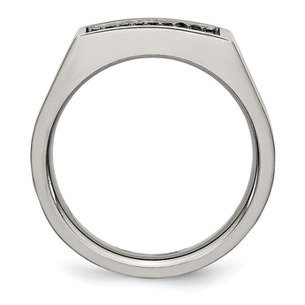 Titanium Polished and Brushed Black CZ Ring - Birthstone Company