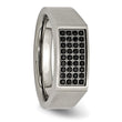 Titanium Polished and Brushed Black CZ Ring - Birthstone Company