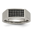 Titanium Polished and Brushed Black CZ Ring - Birthstone Company