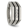 Sophia Jewelers Unisex Titanium Black CZ Signet Ring with Brushed Finish - 9