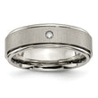 Chisel Titanium Brushed and Polished .05 Carat Diamond Rounded Edge 7mm Band