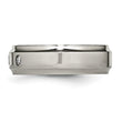 Chisel Titanium Polished 1/5 Carat Diamond Ridged Edge 7mm Band