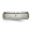 Chisel Titanium Polished 1/5 Carat Diamond Ridged Edge 7mm Band - Birthstone Company