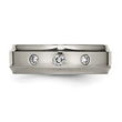 Chisel Titanium Polished 1/5 Carat Diamond Ridged Edge 7mm Band - Birthstone Company