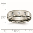 Chisel Titanium Polished 1/5 Carat Diamond Ridged Edge 7mm Band - Birthstone Company