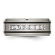Chisel Titanium Brushed Polished and Enameled 1/2 Carat Diamond 9mm Band